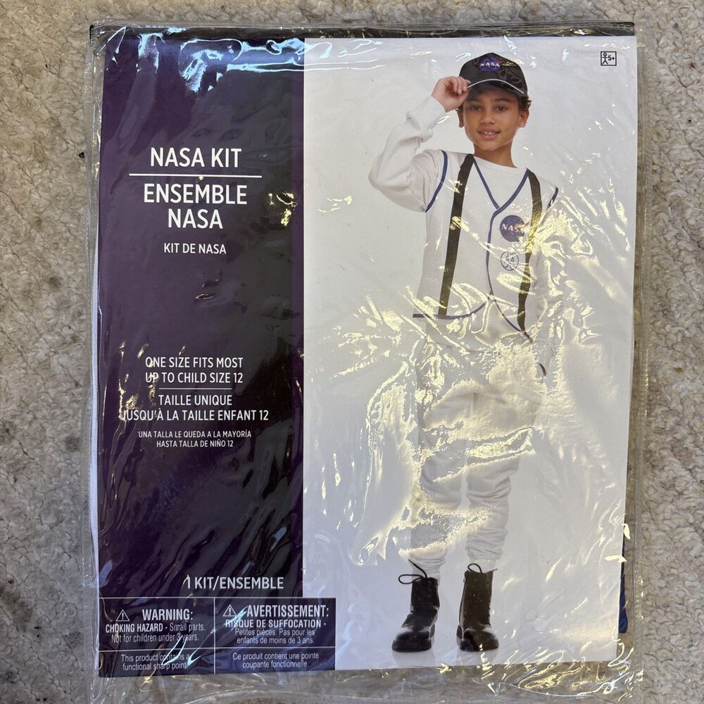 NASA Kit Costume 2 Piece Vest Hat Dress Up Halloween New Child Up To Size 12